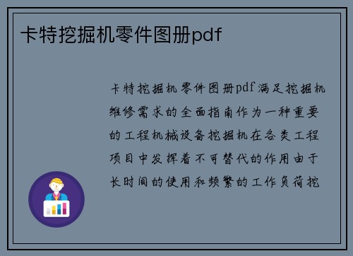 卡特挖掘机零件图册pdf